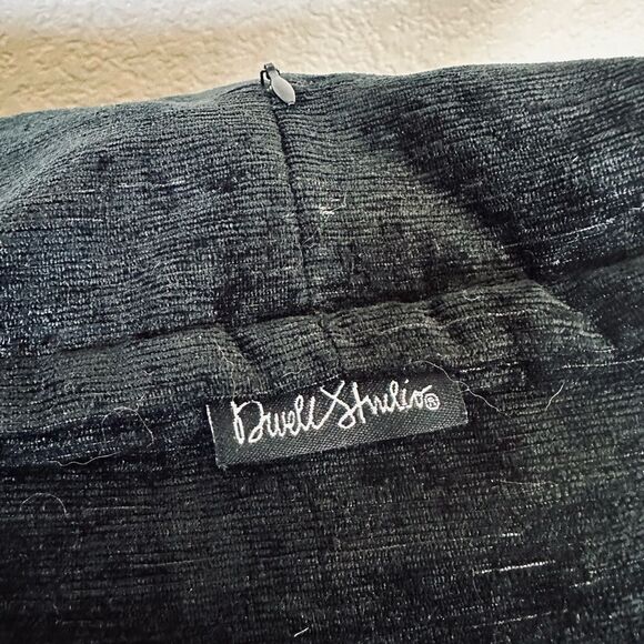 Dwell Studio Black Soft Chenille Velvet Feather Throw Pillow - Picture 4 of 4